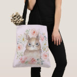Cute Bunny Rabbit / Blush Pink Floral Wreath Tote Bag<br><div class="desc">Trendy and fresh design featuring adorable baby bunny with a floral headpiece</div>