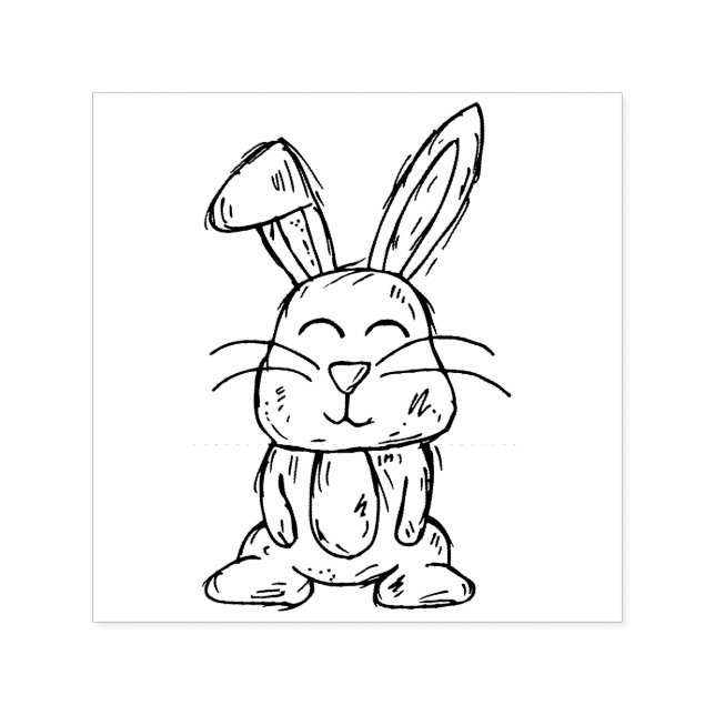 Cute Bunny Rabbit Cartoon Character Art Self-inking Stamp (Design)