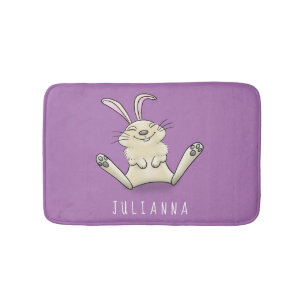 Cute bunny rabbit cartoon illustration bath mat
