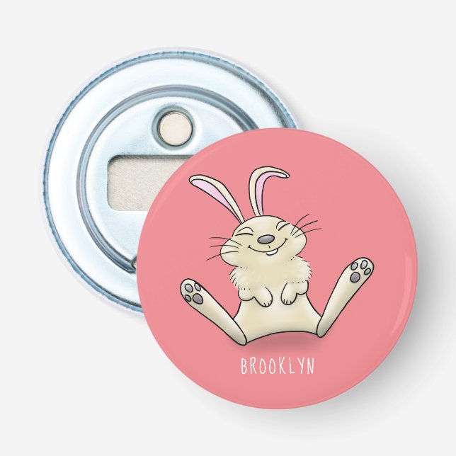 Cute bunny rabbit cartoon illustration bottle opener (Front)