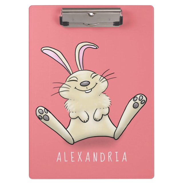 Cute bunny rabbit cartoon illustration clipboard (Front)