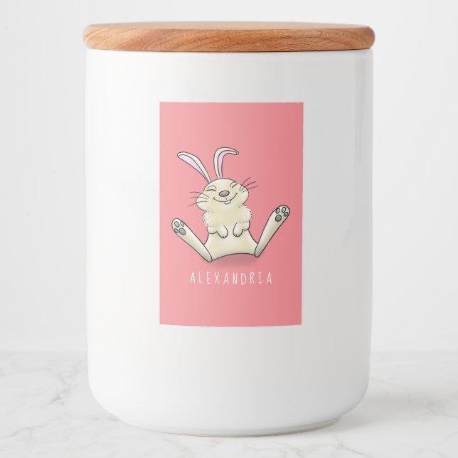Cute bunny rabbit cartoon illustration food label (Front)
