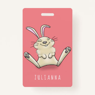 Cute bunny rabbit cartoon illustration ID badge