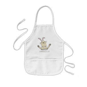 Cute bunny rabbit cartoon illustration kids apron