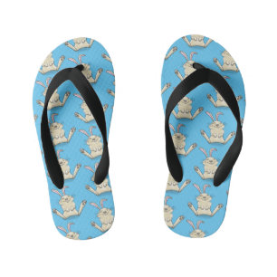 Cute bunny rabbit cartoon illustration kid's jandals