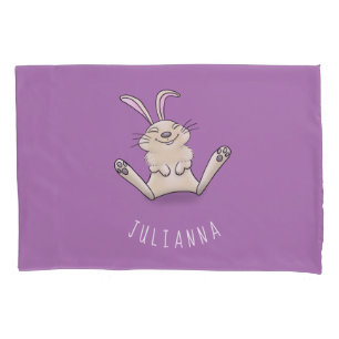 Cute bunny rabbit cartoon illustration pillowcase