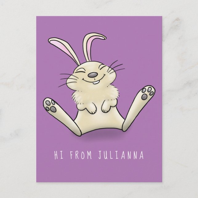 Cute bunny rabbit cartoon illustration postcard (Front)