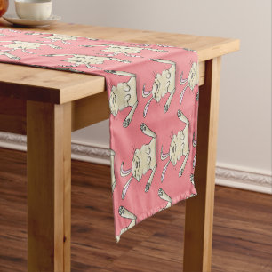 Cute bunny rabbit cartoon illustration short table runner