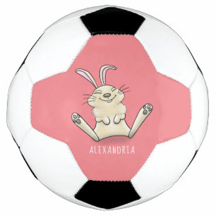 Cute bunny rabbit cartoon illustration soccer ball