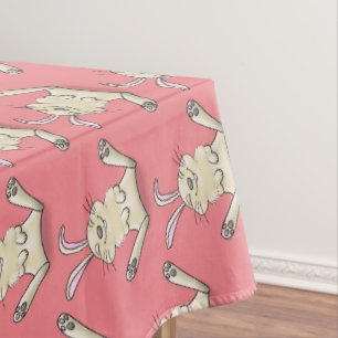 Cute bunny rabbit cartoon illustration tablecloth