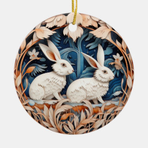 Cute Bunny Rabbit Christmas Personalised Ceramic Tree Decoration