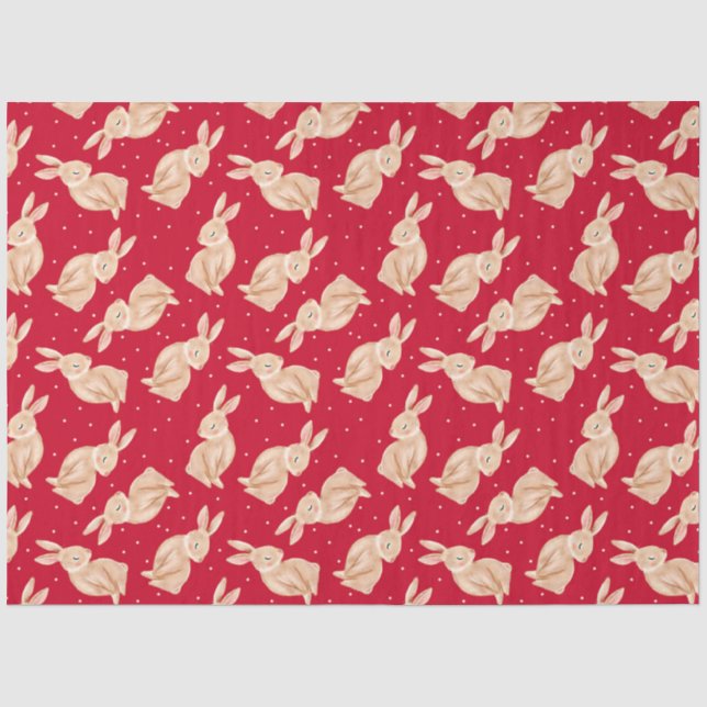 Cute Bunny Rabbit Christmas Tissue Paper (Front)