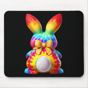 Cute Bunny Rabbit Coquette Bow Floral Girl Happy E Mouse Pad