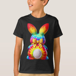Cute Bunny Rabbit Coquette Bow Floral Girl Happy E T-Shirt