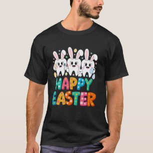 Cute Bunny Rabbit Dental Squad Happy Easter Funny T-Shirt