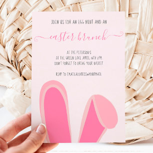 Cute bunny rabbit ears pink easter brunch egg hunt invitation