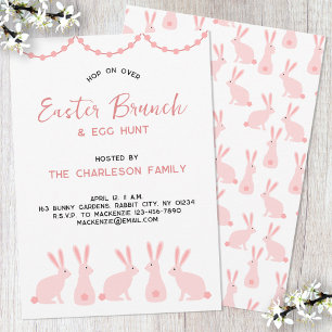 Cute Bunny Rabbit Easter Brunch Invitation