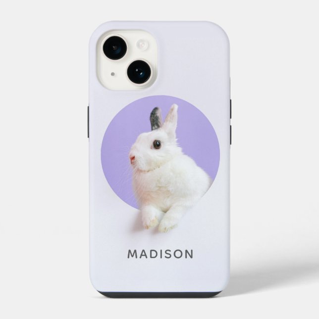 Cute Bunny Rabbit Easter Modern Chic Personalised iPhone Case (Back)