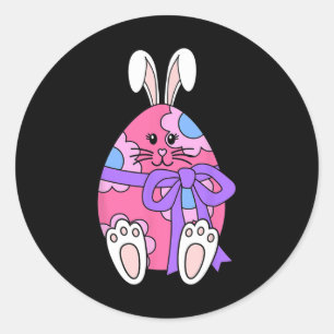 Cute Bunny Rabbit Egg Floral Girls Happy Easter Da Classic Round Sticker