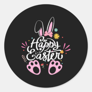 Cute Bunny Rabbit Egg Happy Easter Day 2024 Women  Classic Round Sticker