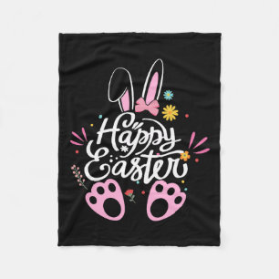 Cute Bunny Rabbit Egg Happy Easter Day 2024 Women Fleece Blanket