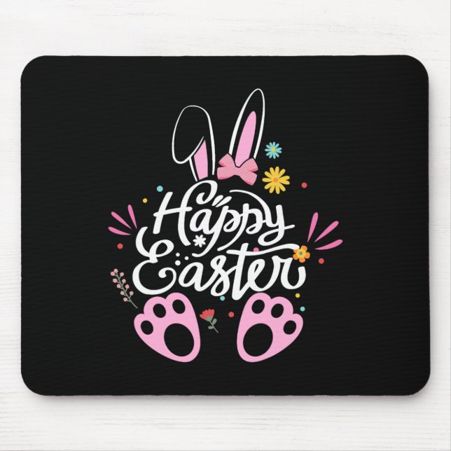 Cute Bunny Rabbit Egg Happy Easter Day 2024 Women  Mouse Pad (Front)