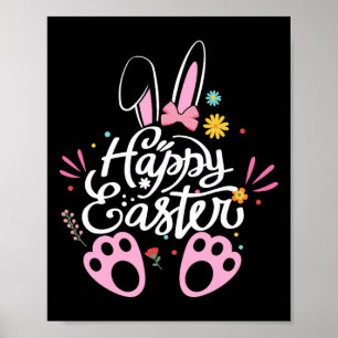 Cute Bunny Rabbit Egg Happy Easter Day 2024 Women  Poster