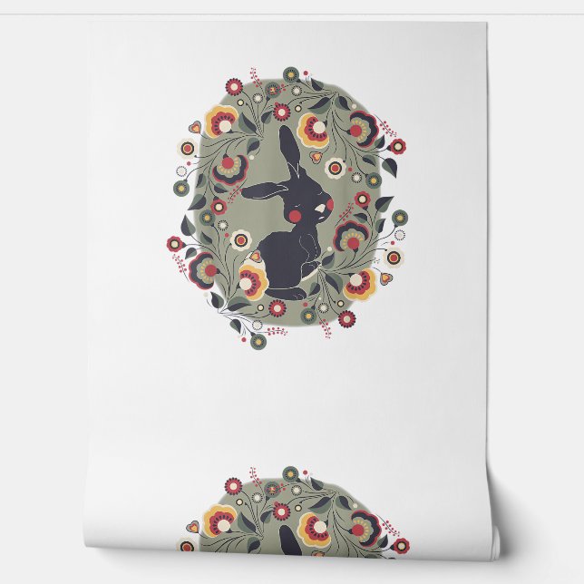 Cute Bunny Rabbit Face Coquette Bow Dot Happy East Wallpaper (Unrolling)
