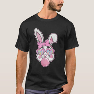 Cute Bunny Rabbit Face Coquette Bow Girl Happy Eas T-Shirt