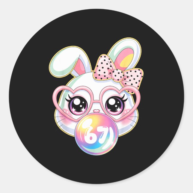Cute Bunny Rabbit Face For Women Girls Kids Teens  Classic Round Sticker (Front)