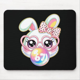 Cute Bunny Rabbit Face For Women Girls Kids Teens Mouse Pad
