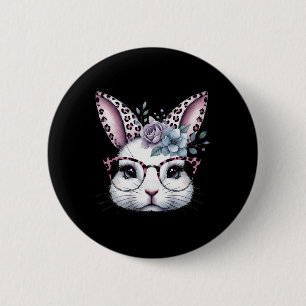 Cute Bunny Rabbit Face Gles Girls Happy Easter Day 6 Cm Round Badge