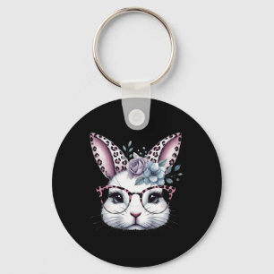 Cute Bunny Rabbit Face Gles Girls Happy Easter Day Key Ring