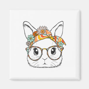 Cute Bunny Rabbit Face Groovy Gles Girl Happy East Magnet
