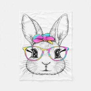 Cute Bunny Rabbit Face Happy Easter Day Women Girl Fleece Blanket