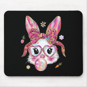 Cute Bunny Rabbit Face Happy Easter Day Women Girl Mouse Pad