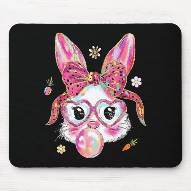 Cute Bunny Rabbit Face Happy Easter Day Women Mouse Pad (Front)