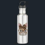 Cute Bunny Rabbit Face Leopard Coquette Bow Glasse 710 Ml Water Bottle<br><div class="desc">Cute Bunny Rabbit Face Leopard Coquette Bow Glasses Easter T-Shirt</div>