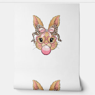 Cute Bunny Rabbit Face Leopard Glasses Girl Happy  Wallpaper