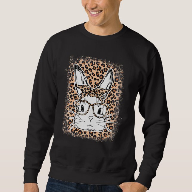 Cute Bunny Rabbit Face Leopard Glasses Headband Ea Sweatshirt (Front)