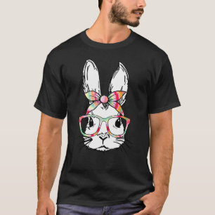 Cute Bunny Rabbit Face Tie Dye Glasses Bandanna Ea T-Shirt