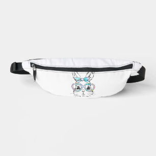 Cute Bunny Rabbit Face Tie Dye Glasses Girl Happy  Bum Bags