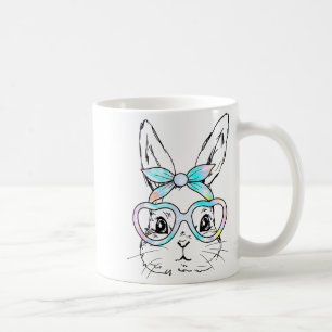 Cute Bunny Rabbit Face Tie Dye Glasses Girl Happy Coffee Mug