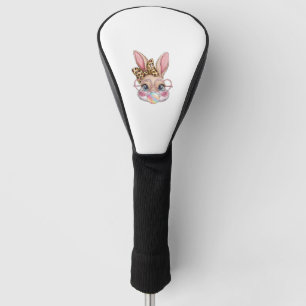 Cute Bunny Rabbit Face Tie Dye Glasses Girl Happy Golf Head Cover