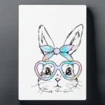Cute Bunny Rabbit Face Tie Dye Glasses Girl Happy  Plaque<br><div class="desc">Cute Bunny Rabbit Face Tie Dye Glasses Girl Happy Easter Day T-Shirt</div>