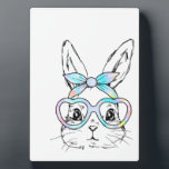 Cute Bunny Rabbit Face Tie Dye Glasses Girl Happy  Plaque<br><div class="desc">Cute Bunny Rabbit Face Tie Dye Glasses Girl Happy Easter Day T-Shirt</div>