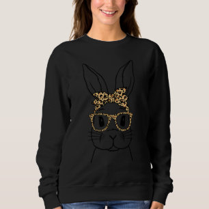 Cute Bunny Rabbit Face Tie Dye Glasses Girl Happy  Sweatshirt