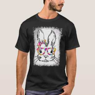 Cute Bunny Rabbit Face Tie Dye Glasses Girl Happy T-Shirt
