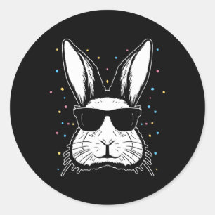 Cute Bunny Rabbit Face Tie Dye Gles Girl Happy Eas Classic Round Sticker
