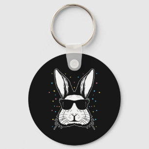 Cute Bunny Rabbit Face Tie Dye Gles Girl Happy Eas Key Ring